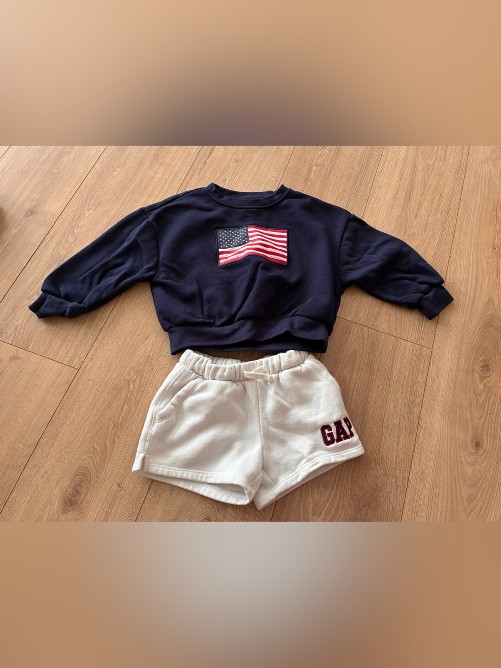 GAP Kids Navy Crewneck Sweatshirt + White Shorts